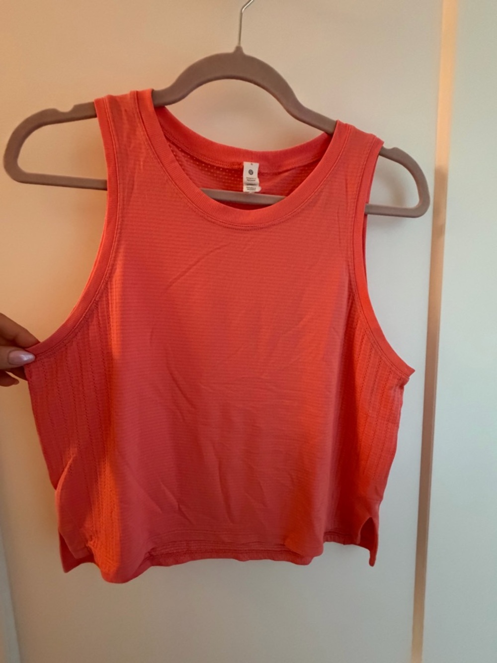 lululemon athletica Coral Ribbed Crop Muscle Tee
